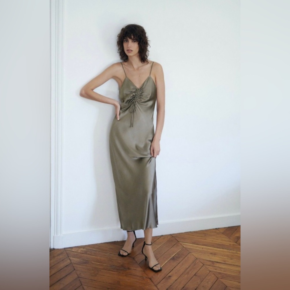 ZARA Slip Dress in Sage Green